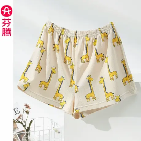 芬腾睡裤女士夏款纯绵短裤沙滩裤印花宽松家居大码少女休闲裤夏季商品大图