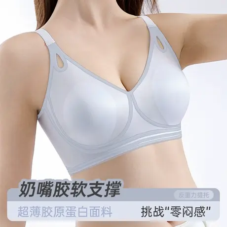 浪莎内衣女大胸显小胸显瘦缩胸兔耳朵防下垂收副乳聚拢薄款文胸罩商品大图