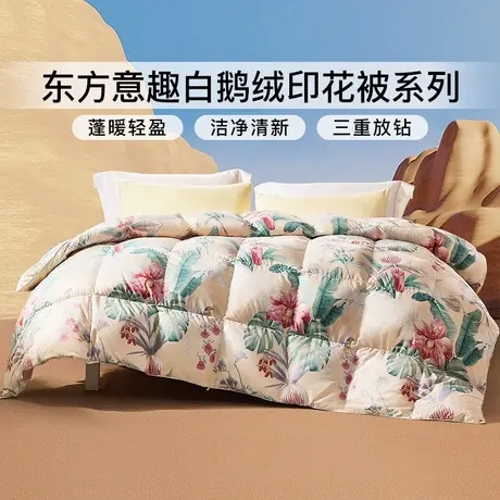 富安娜家纺羽绒被白鹅绒被子春秋被加厚保暖冬被四季通用宿舍被芯商品大图