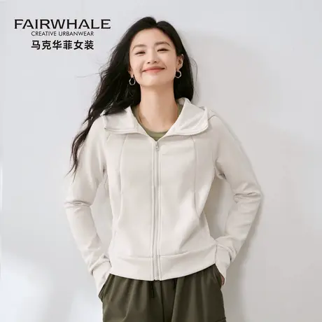 马克华菲休闲卫衣外套女短款2025新款春秋季连帽显瘦运动拉链开衫图片