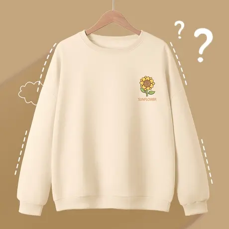 圆领卫衣女薄款2023年早秋新款爆款宽松百搭韩系无帽设计女士上衣图片