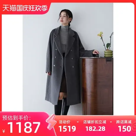 嘉茱莉2023秋冬新款苏力羊驼毛大衣外套女高级感呢子大衣赫本风商品大图