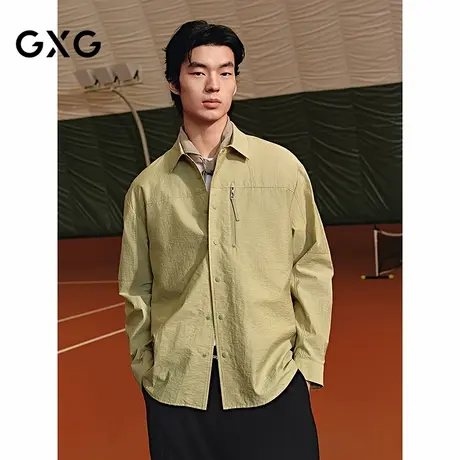 GXG男装 微皱布面衬衫通勤清新男长袖衬衣25年夏季新品G25X032039图片