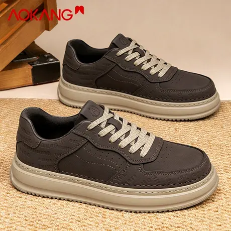 奥康正品男鞋2026新款冬季复古休闲百搭板鞋男士厚底增高运动潮鞋图片