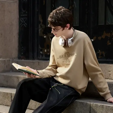 唐狮秋季新款卫衣男士圆领宽松无帽套头上衣港风休闲外套潮牌TMTA商品大图