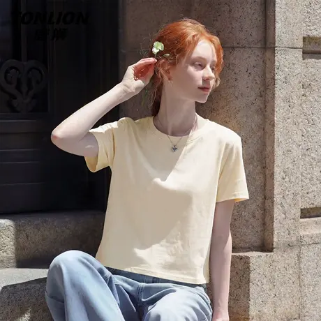 唐狮官方纯棉短袖t恤女2026新款春夏小个子半袖打底衫内搭上衣VC商品大图