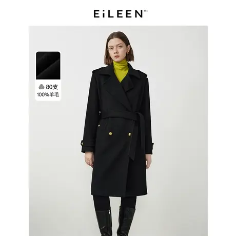 【意大利设计】朗姿纯羊毛复古气质正肩毛呢外套女2023年冬季新款图片