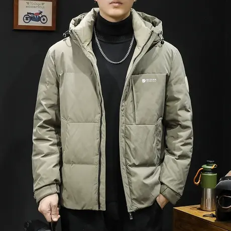 保暖羽绒服男冬季连帽2023新款潮牌男装大码男士短款外套加肥加大商品大图