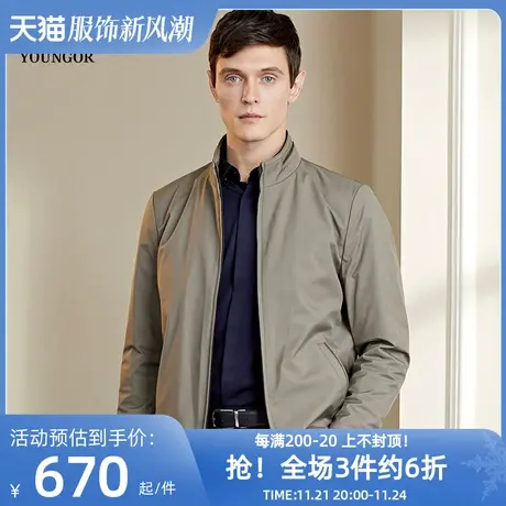 雅戈尔夹克春新款男士商务休闲立领拉链短款棉衣外套商品大图