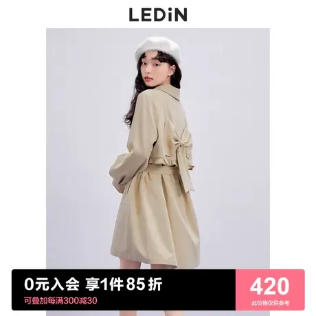 乐町设计感风衣2023春季新背后蝴蝶结甜美风衣外套女宽松小个子图片
