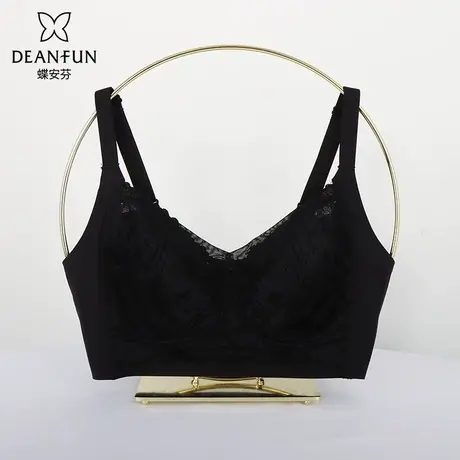 蝶安芬无钢圈文胸V型全罩杯薄棉杯聚拢内衣纯色棉质甜美蕾丝胸罩商品大图