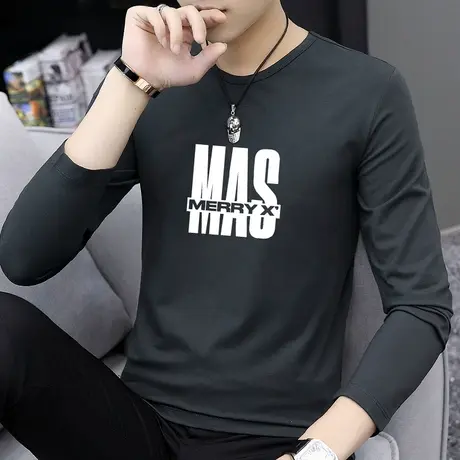 莫代尔t恤长袖男ins潮流内搭秋冬小衫上衣服男圆领体恤秋衣打底衫商品大图