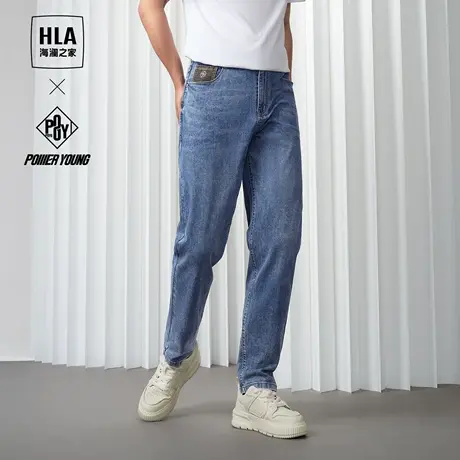 HLA/海澜之家POWER YOUNG凉感牛仔裤春夏季新款刺绣九分裤子男士商品大图