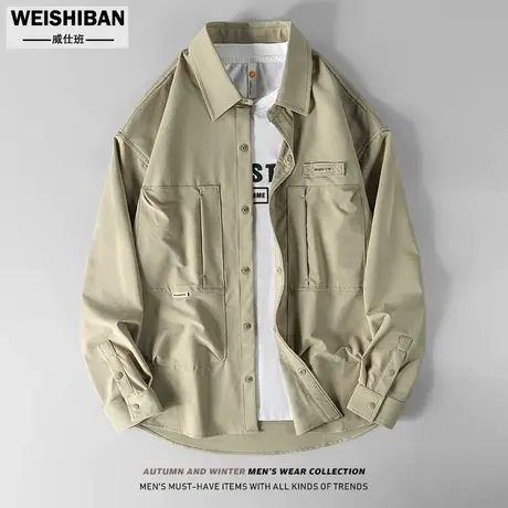 秋季2023新款cityboy风休闲长袖衬衣外套男山系穿搭户外工装衬衫商品大图