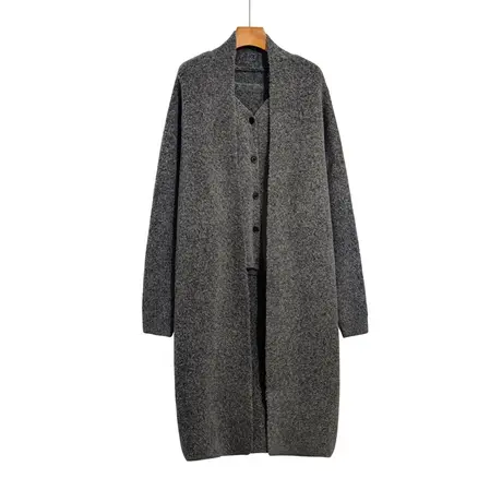 中长款针织开衫马甲背心两件套女秋冬新款宽松慵懒风时尚毛衣套装商品大图