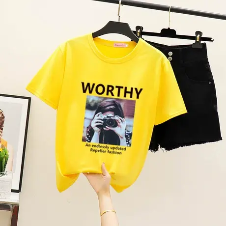 纯棉短袖T恤女2024新款夏季超火网红ins潮宽松体恤cec半袖上衣服图片