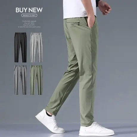 夏天冰丝男士直筒宽松夏季薄款男款休闲长裤夏款运动空调裤男裤子商品大图