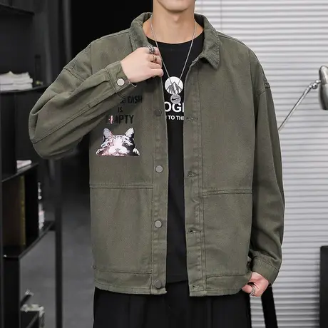 秋冬季牛仔夹克外套加厚男士2024新款冬装男装冬天宽松潮牌青少年商品大图