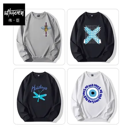 伟臣潮牌大码男装秋冬新品男士圆领卫衣胖子加肥加大纯棉百搭上衣商品大图