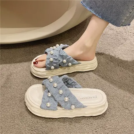 仙女风凉拖女夏外穿2024年新款松糕溶解厚底鞋海边度假沙滩拖鞋女商品大图