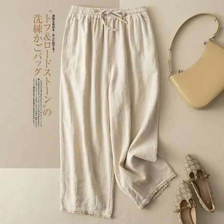 享永子亚麻九分裤直筒裤文艺复古宽松显瘦棉麻休闲裤2024秋季新款商品大图