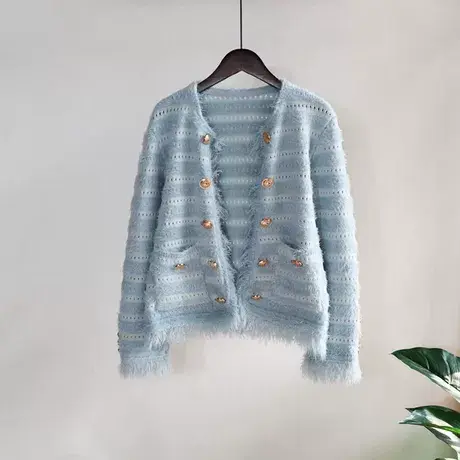 【直播】法式流苏小香风针织开衫商品大图