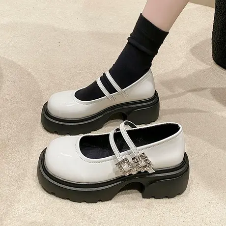 小众厚底玛丽珍鞋女2024春季新款女鞋百搭学院风单鞋圆头小皮鞋商品大图