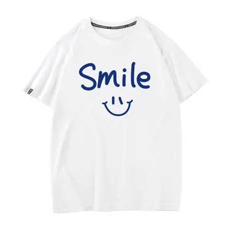 网红smile笑脸半袖ins潮牌印花短袖t恤男夏季百搭上衣青年打底衫商品大图