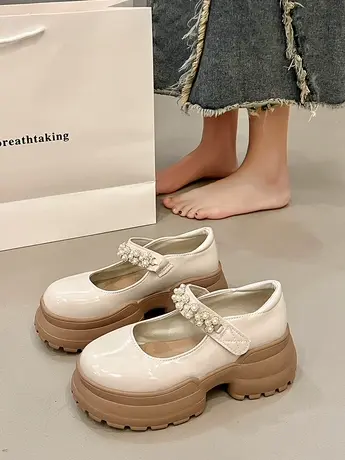 玛丽珍小皮鞋2024年厚底英伦风女鞋春秋季百裙子单鞋增高仙女百搭图片