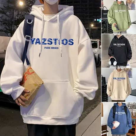 加绒卫衣男潮ins春秋季oversize小众高街外套潮牌重磅上衣连帽衫商品大图