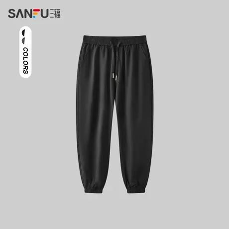 三福2024夏季新款休闲裤男凉爽透气运动风束脚裤宽松长裤裤子男潮商品大图