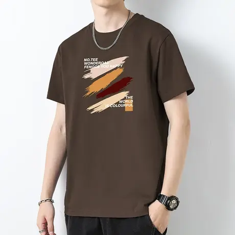 260g重磅纯棉t恤男短袖夏季半袖全棉体恤美式宽松潮流印花上衣服商品大图