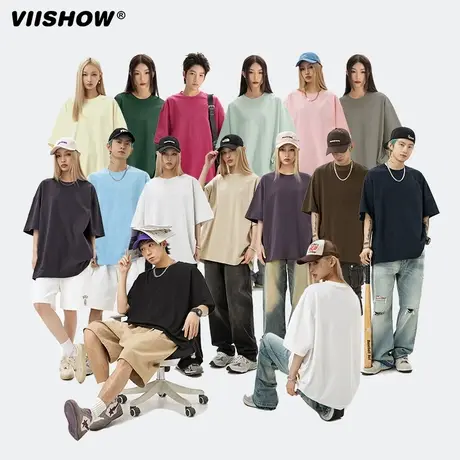 VIISHOW纯棉短袖t恤男款夏季潮牌宽松半袖青少年上衣男生美式T恤图片