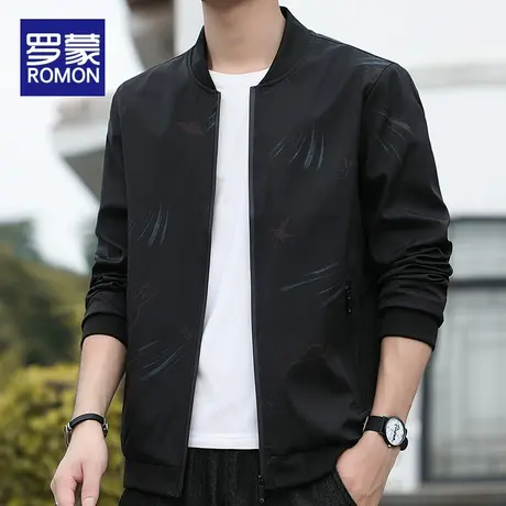 罗蒙男士外套春秋款休闲上衣2023新款秋季棒球领衣服潮牌简约夹克图片