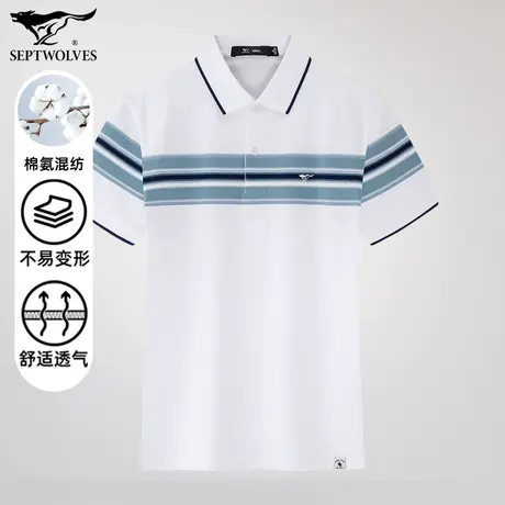 七匹狼狼族生活2023夏季新款POLO衫商务休闲时尚合体混纺短袖T恤图片