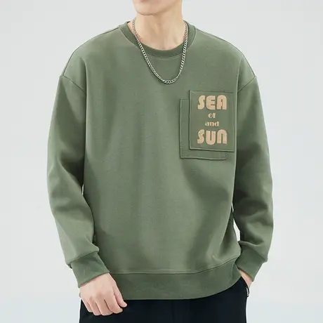 秋季秋装2023新款男生高端潮牌重磅长袖上衣服春秋款圆领卫衣秋天图片