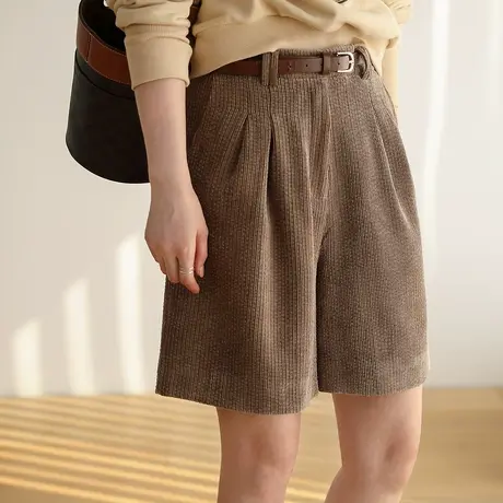 2022年秋季新款直筒五分裤女休闲A字显瘦短裤灯芯绒裤子女图片