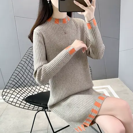 中长款春装2023年新款毛衣裙针织打底衫内搭连衣裙秋冬女装中长裙图片