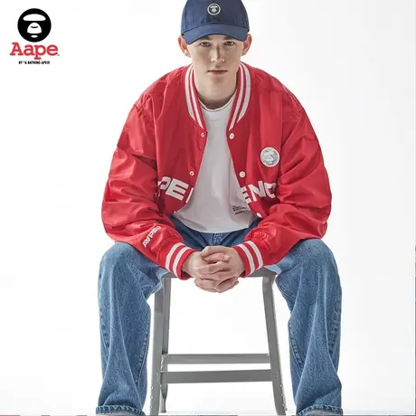 Aape旗舰店男装春夏字母刺绣猿颜徽章休闲牛仔裤A601XXK商品大图