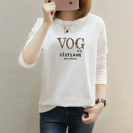 2022年春季新款宽松百搭长袖t恤女韩版百搭设计感上衣春装打底衫商品大图