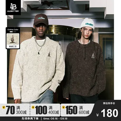 Lilbetter芝麻点毛衣男立体格子情侣装慵懒线衣圆领针织衫外套秋商品大图