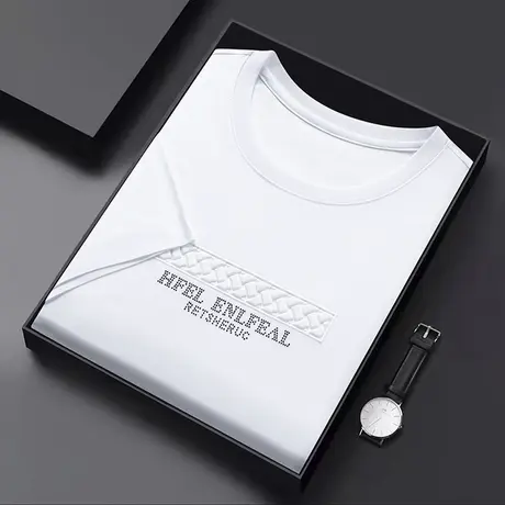 冰丝短袖t恤男夏季新款男装男士圆领宽松中年速干无痕体恤潮流T商品大图