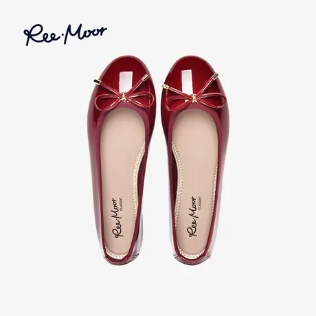 REEMOOR睿慕小红鞋浅口软底蛋卷鞋平底鞋单鞋瓢鞋婚鞋芭蕾鞋女商品大图