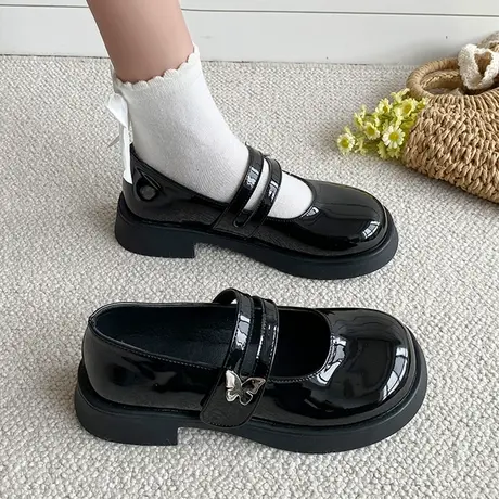 厚底小皮鞋女2023年夏季新款百搭一字扣玛丽珍鞋仙女风配裙子单鞋图片