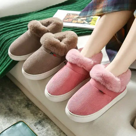 2023新款加绒保暖棉拖鞋女士冬季室内居家可外穿防滑加厚包跟棉鞋商品大图