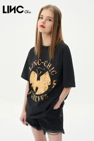 LINC金羽杰2023夏秋季新款千禧风格印花T恤半袖短袖女S232TS232Y商品大图
