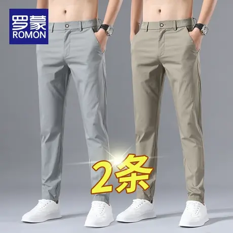 罗蒙夏季薄款冰丝休闲裤男士2023新款直筒宽松男款速干超薄长裤子商品大图