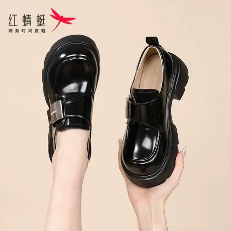 红蜻蜓女鞋女士英伦休闲皮鞋软底厚底增高乐福鞋女2025新款单鞋夏图片