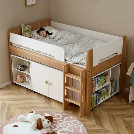 政府补贴全友家居简约现代半高床衣柜一体卧室床1米35单人小孩床图片