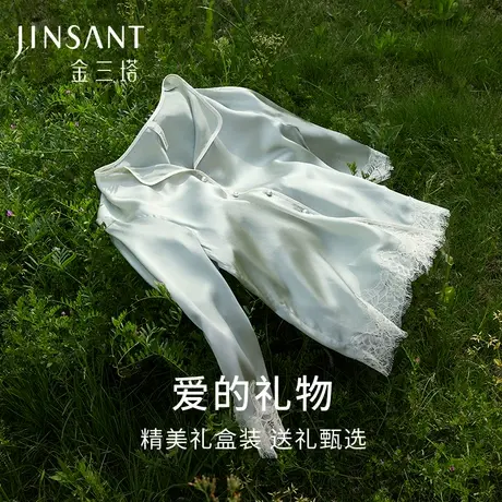 送礼礼物】真丝睡衣女100%桑蚕丝蕾丝宽松家居服送妈妈礼金三塔商品大图